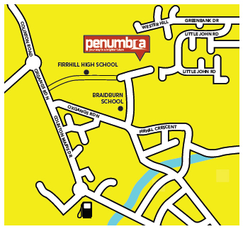 Map showin gthe location of Penumbra: 113 Oxgangs Road North, Edinburgh