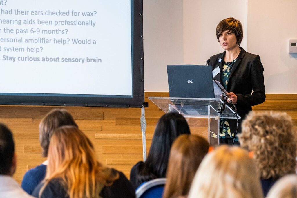 Amy Meikle presenting her talk