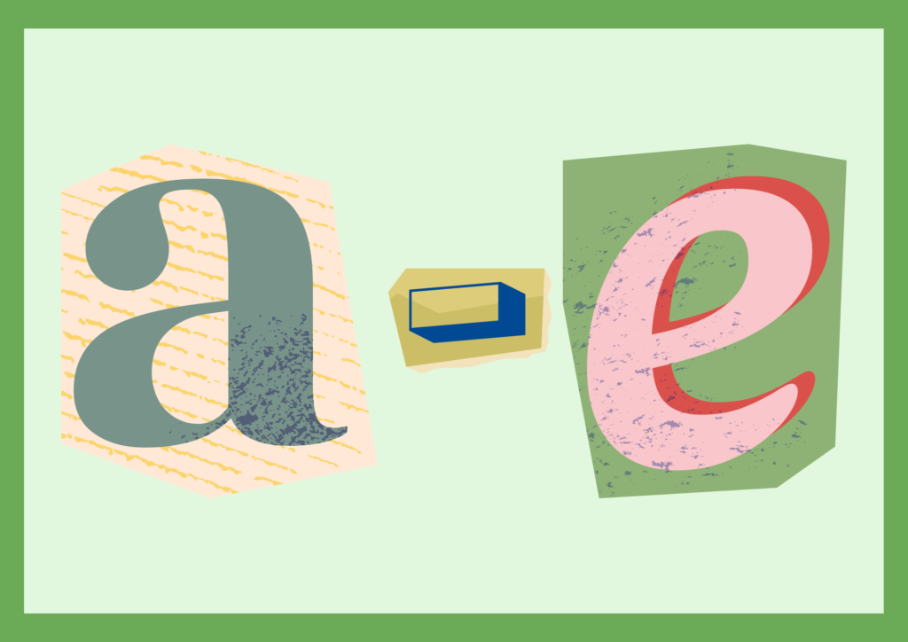 Box with the letters a-e