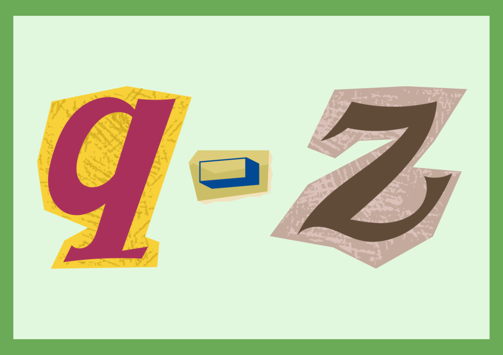 Box with the letters q-z