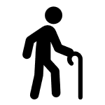person with walking stick icon