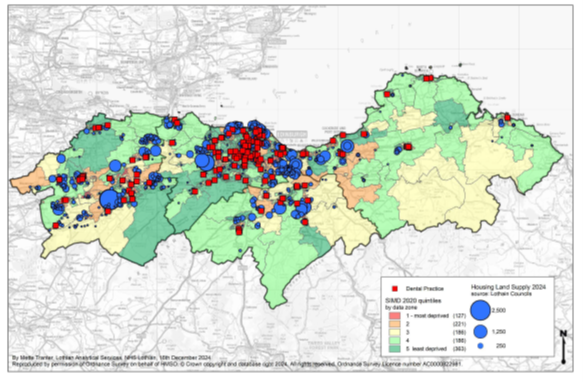 Dental Practices Housing Land Supply & SIMD 2020 for NHS Lothian Area