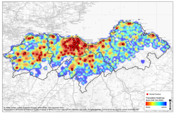 Dental Practices & Population Density in NHS Lothian Area