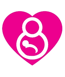 Heart surrounding mother and baby icon