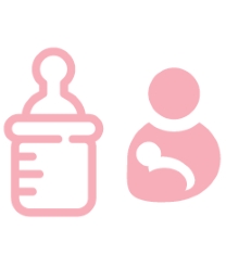 Bottle, mother and baby icon
