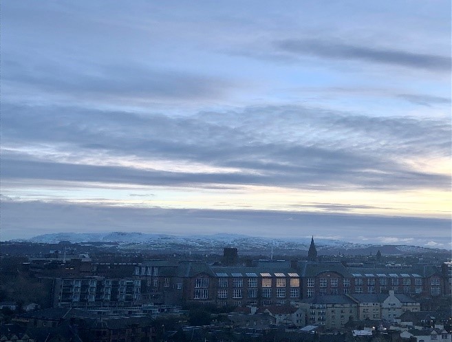 Photograph of Edinburgh looking towards the Pentland Hills
