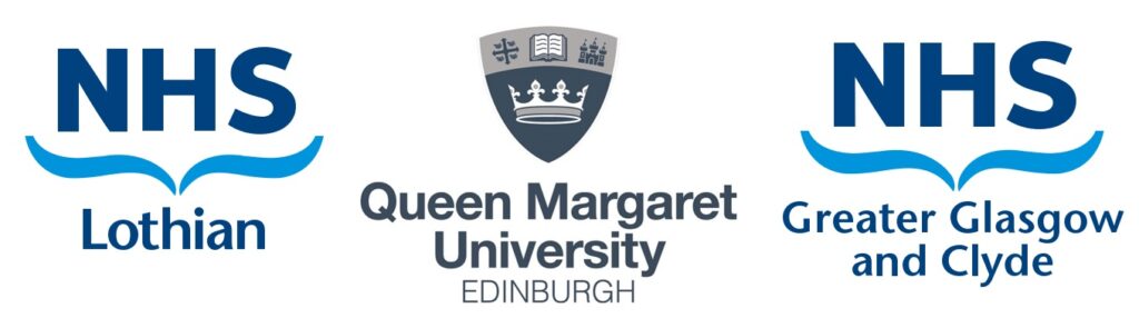 Logos: NHS Lothian, Queen Margaret University, Greater Glasgow and Clyde