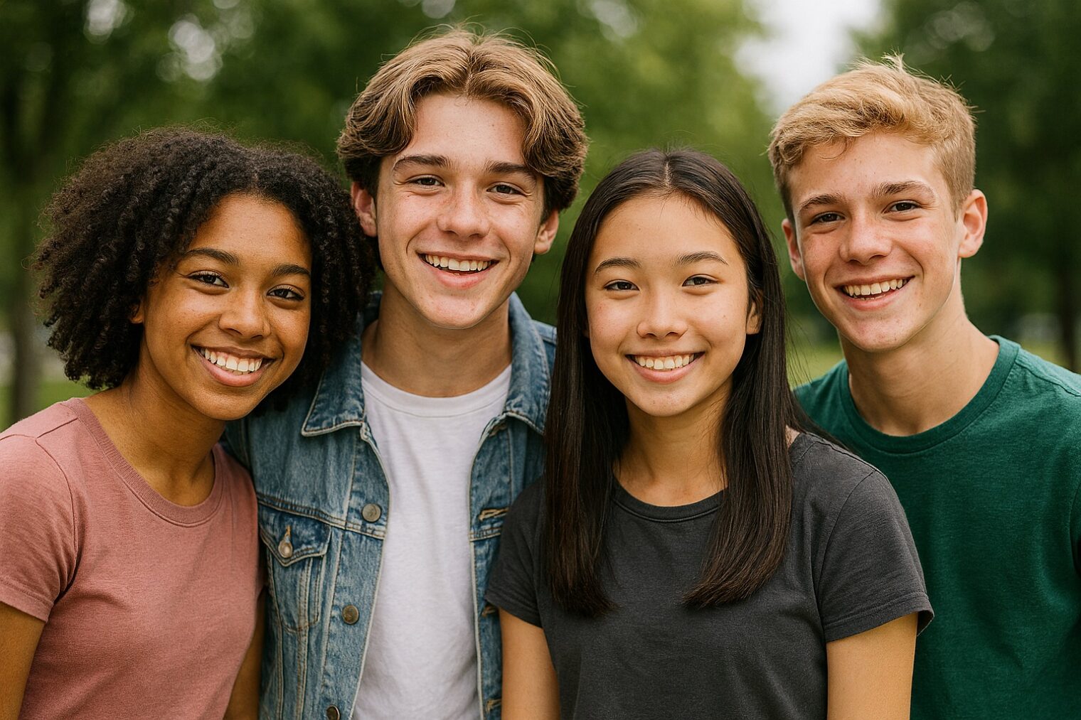 A group of smiling teenagers
