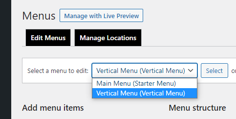 Menu Selection